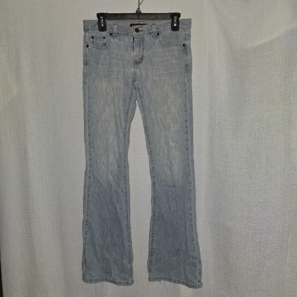 American Eagle Outfitters Sz 2 Low Rise Y2K Vintage Jeans Flare Frayed Hems